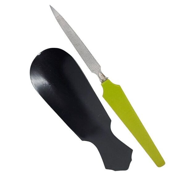 Vintage Vanity Nail File Shoe Horn Green Celluloid - Picture 2 of 2